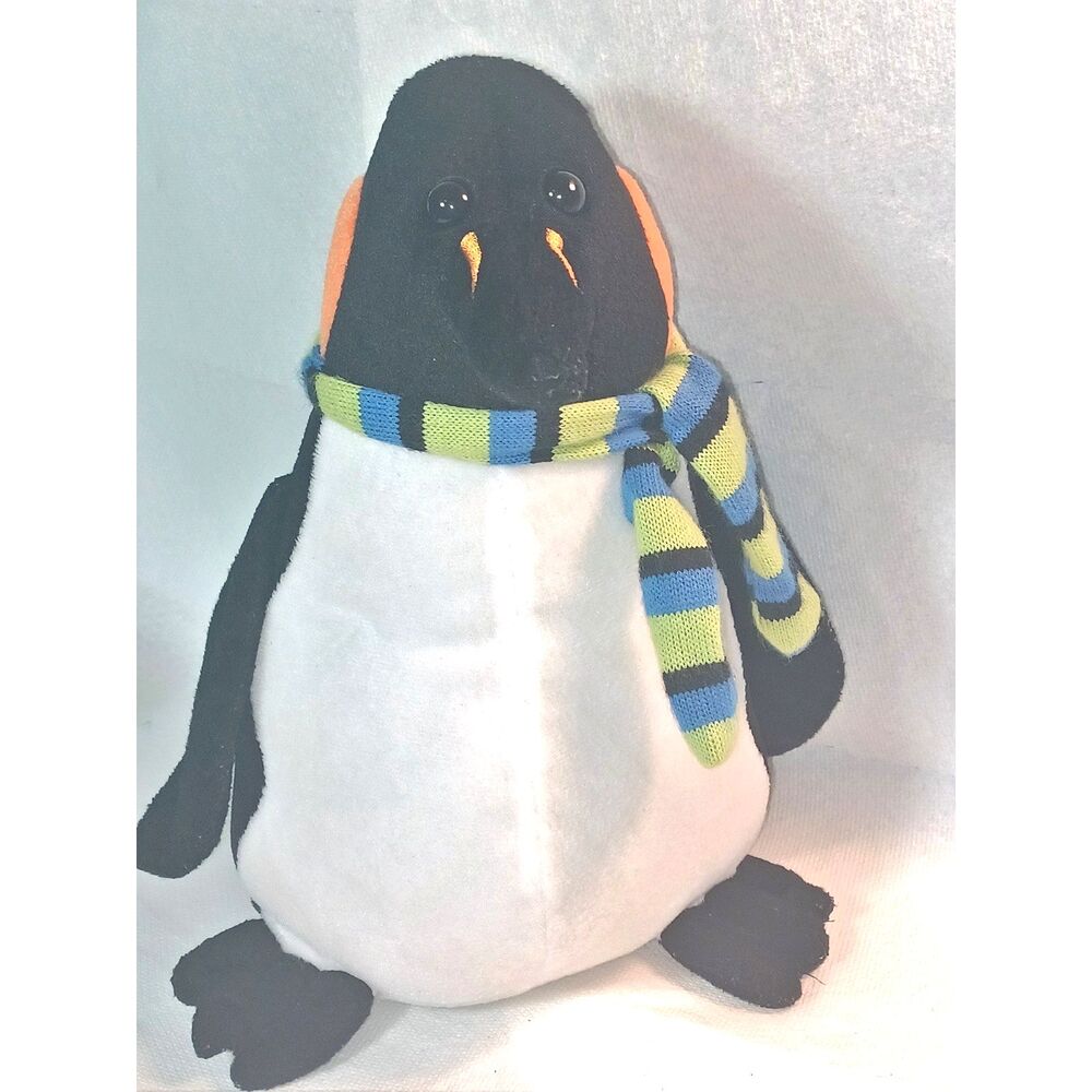 Stuff Penguin with scarf the toy factory Plush cute great shape Christmas gift